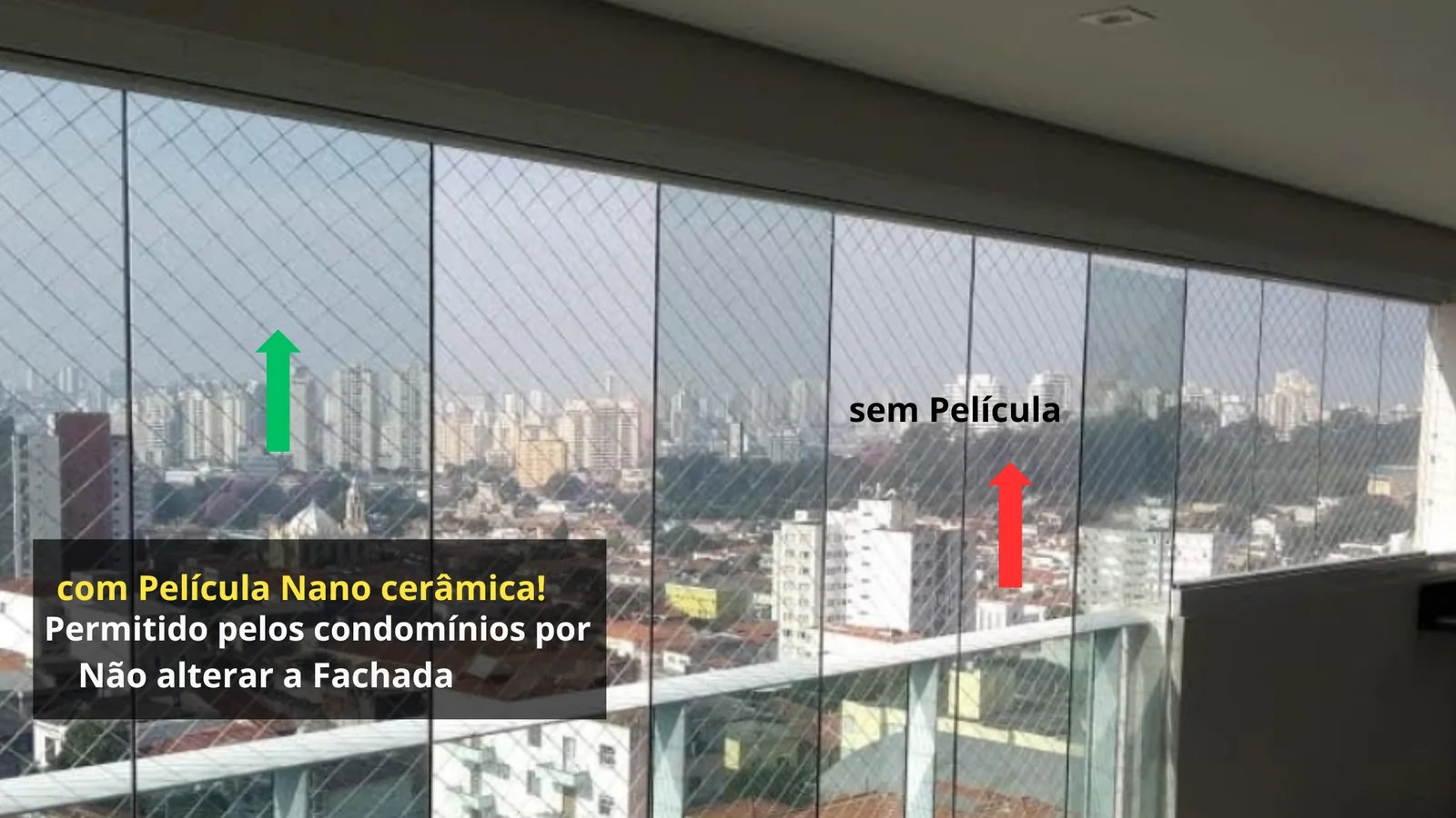 Comparação teto de vidro com e sem película nano cerâmica